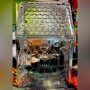 Glass Christmas House Storage Jar Clear